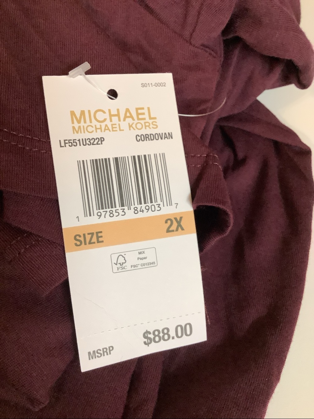 Michael Kors Size 2X Women’s Plum Gold Stud Logo Tee. New With Tags - Picture 4 of 5